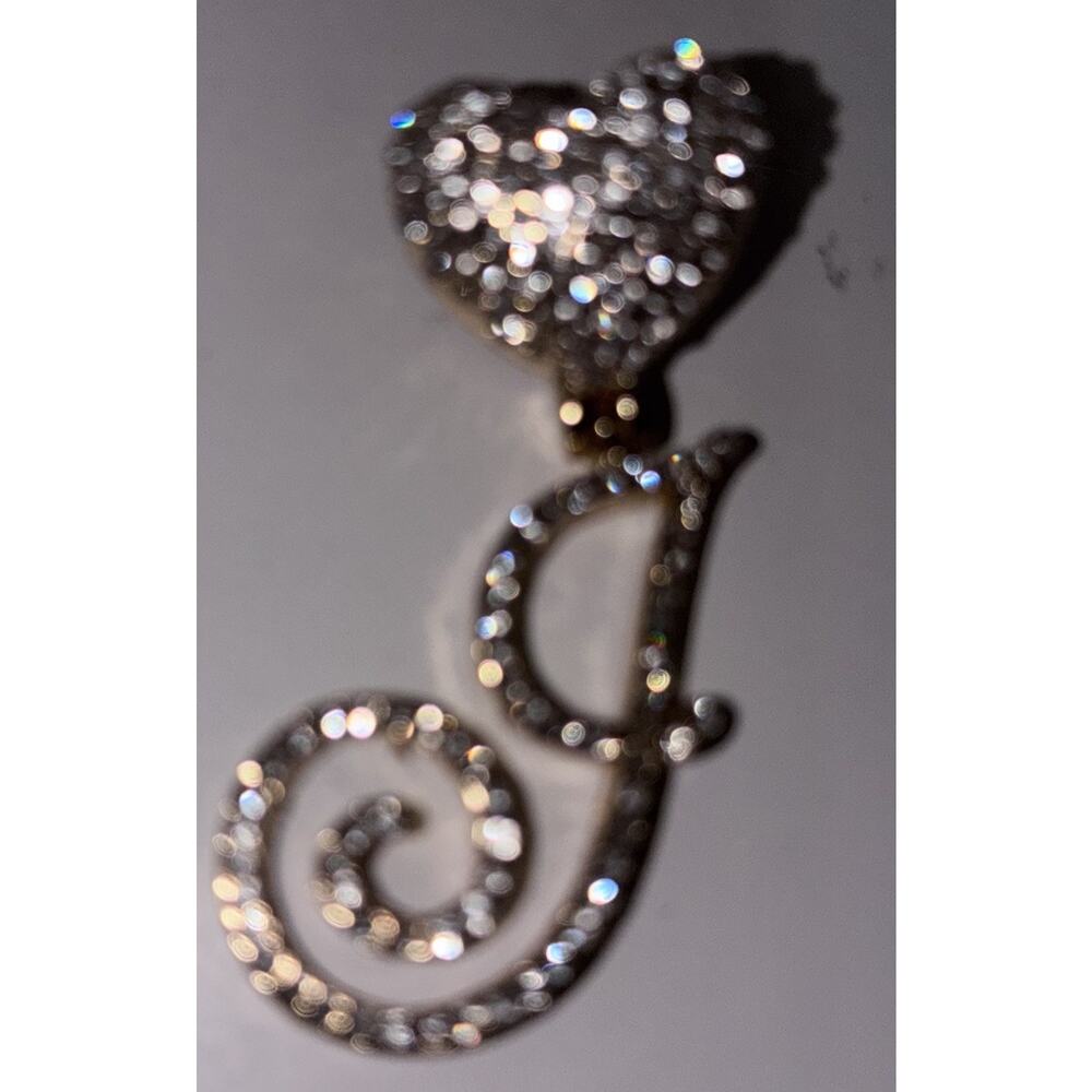 Costume Jewelry Initial J With Heart Large Pendant Gold Tone Faux Diamonds